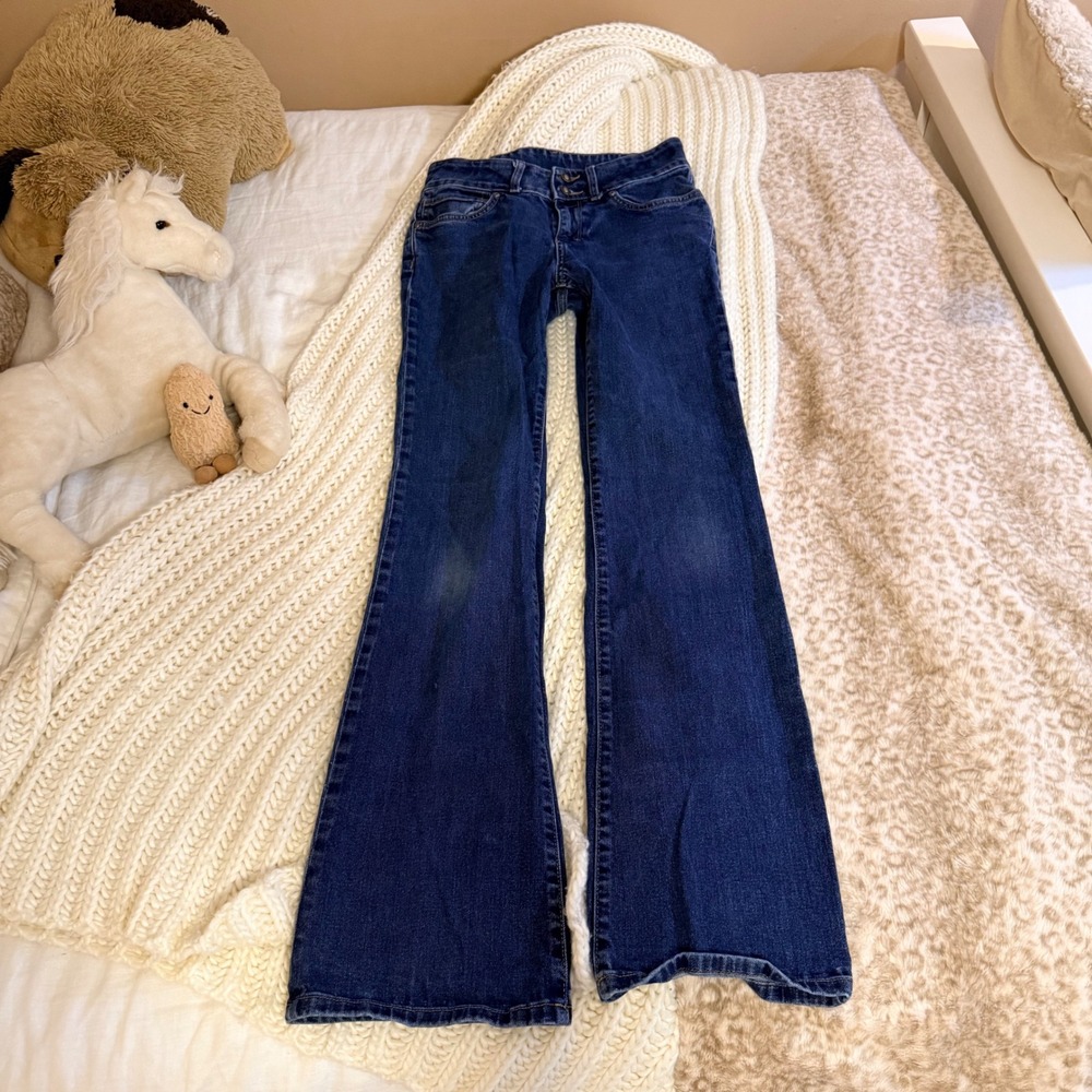 Patagonia Womens 27 Organic Cotton Bootcut Jeans Dark Wash Blue Double Button - Picture 4 of 7